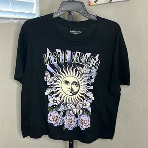 155 - Rebellious One NWT Black Short Sleeve Crop T-Shirt, Size Large